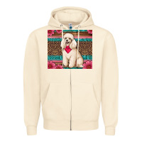 Sandshell standart poodle floral Zipper Hoodie - Artiststas