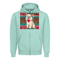 Seafoam standart poodle floral Zipper Hoodie - Artiststas