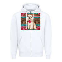 White standart poodle floral Zipper Hoodie - Artiststas