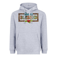 Heather Grey she is blesssed floral Heavyweight Hoodie - BarkalooDesign