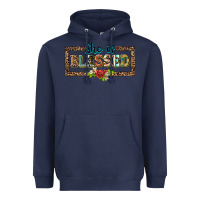 Navy she is blesssed floral Heavyweight Hoodie - BarkalooDesign