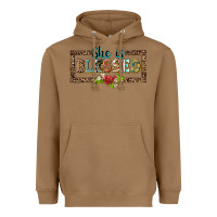 Toasted Coconut she is blesssed floral Heavyweight Hoodie - BarkalooDesign