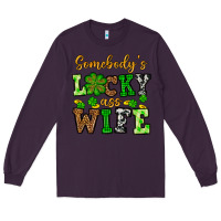 Plum St. Patrick's Somebody’s lucky ass wife Long Sleeve Tee - OliviaCreatesArt