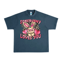 Midnight Navy Somebunny loves you Easter Day Urban Heavy Tee - CowGirlArtShop