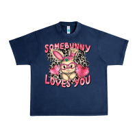 Navy Somebunny loves you Easter Day Urban Heavy Tee - CowGirlArtShop