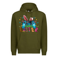 Army Green Happy Easter Gamer Premium Hoodie - CowhideDigitalArt
