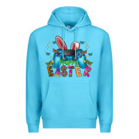 Ocean Blue Happy Easter Gamer Premium Hoodie - CowhideDigitalArt