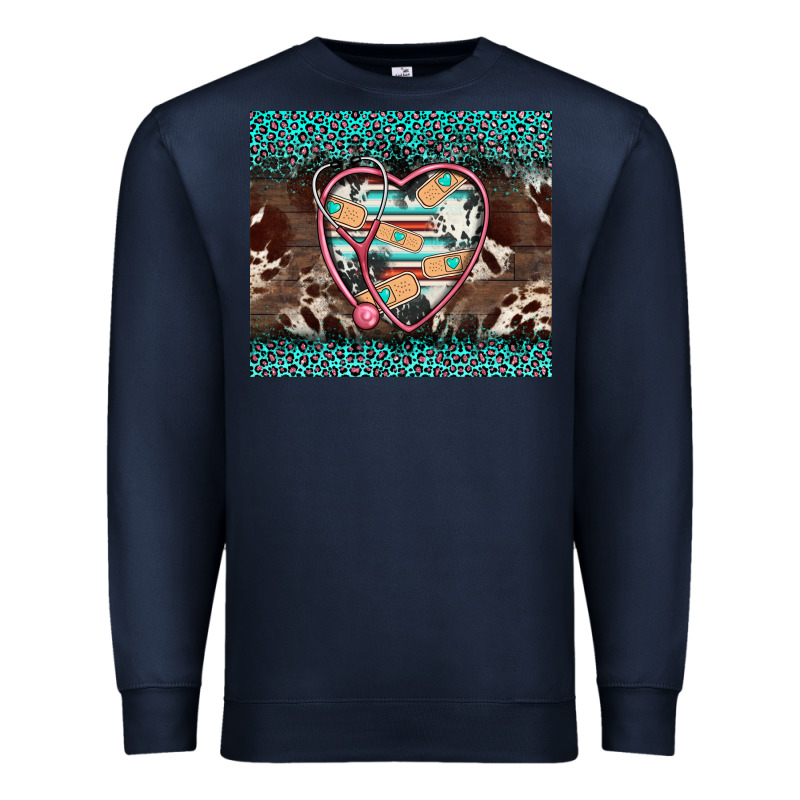 Western Nurse Stethoscope Turquoise Leopardes Premium Sweatshirt by BarkalooDesign | Teevron