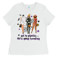 White Get in ghoulies were going haunting Ladies Tee - NancyCooperArtShop