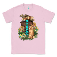 Bubblegum Pink He is risen Bunny Cross Easter Day Classic Tee - HowdyJamesFarm