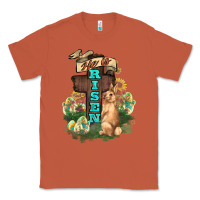 Copper He is risen Bunny Cross Easter Day Classic Tee - HowdyJamesFarm