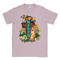 Lilac He is risen Bunny Cross Easter Day Classic Tee - HowdyJamesFarm
