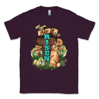 Plum He is risen Bunny Cross Easter Day Classic Tee - HowdyJamesFarm