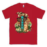 Red He is risen Bunny Cross Easter Day Classic Tee - HowdyJamesFarm