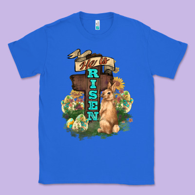 He Is Risen Bunny Cross Easter Day Classic Tee Designed By Howdyjamesfarm