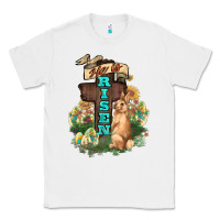 White He is risen Bunny Cross Easter Day Classic Tee - HowdyJamesFarm