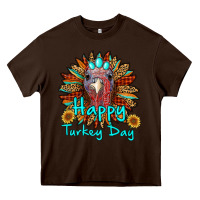 Chocolate Brown happy turkey day sunflower Heavy Core Tee - RanaPortraitStore