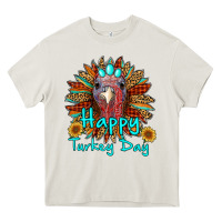 Cream happy turkey day sunflower Heavy Core Tee - RanaPortraitStore
