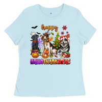 Baby Blue happy hallothanksmas dogs Ladies Tee - texasbilliewilder