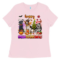 Bubblegum Pink happy hallothanksmas dogs Ladies Tee - texasbilliewilder