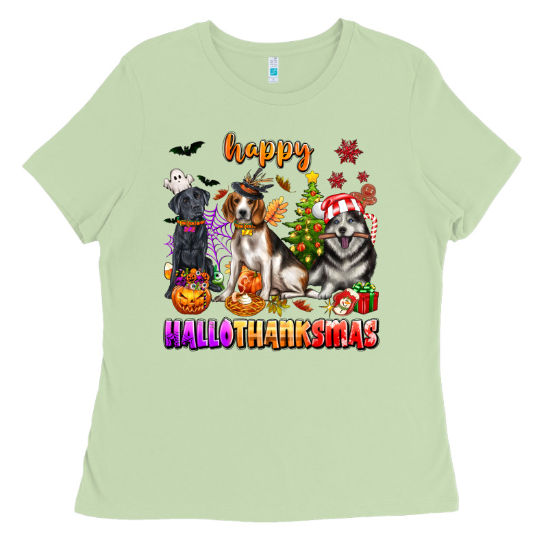 Happy Hallothanksmas Dogs Ladies Tee by texasbilliewilder | Teevron