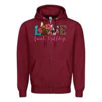 Burgundy love french bulldogs Zipper Hoodie - Artiststas