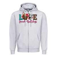 Heather Grey love french bulldogs Zipper Hoodie - Artiststas
