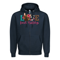 Navy love french bulldogs Zipper Hoodie - Artiststas
