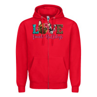 Red love french bulldogs Zipper Hoodie - Artiststas