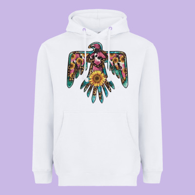 Pinky Western Sunflower Thunderbird Heavyweight Hoodie Designed By Barkaloodesign