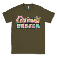 Army Green Happy Easter plate letters Easter Day Classic Tee - HowdyJamesFarm