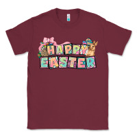 Burgundy Happy Easter plate letters Easter Day Classic Tee - HowdyJamesFarm