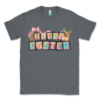 Charcoal Heather Happy Easter plate letters Easter Day Classic Tee - HowdyJamesFarm