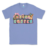 Colony Blue Happy Easter plate letters Easter Day Classic Tee - HowdyJamesFarm