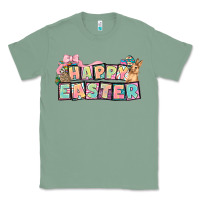 Sage Happy Easter plate letters Easter Day Classic Tee - HowdyJamesFarm