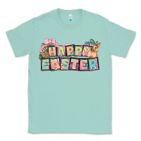 Seafoam Happy Easter plate letters Easter Day Classic Tee - HowdyJamesFarm