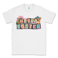 White Happy Easter plate letters Easter Day Classic Tee - HowdyJamesFarm