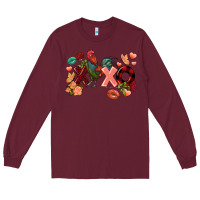 Burgundy Rooster Valentine's Day xoxo Long Sleeve Tee - FaDigitalArtStudio