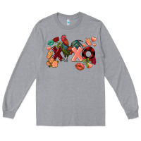 Heather Grey Rooster Valentine's Day xoxo Long Sleeve Tee - FaDigitalArtStudio