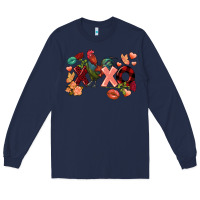 Navy Rooster Valentine's Day xoxo Long Sleeve Tee - FaDigitalArtStudio
