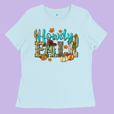 Western Howdy Fall Ladies Tee Designed By Nancycooperartshop