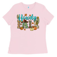 Bubblegum Pink Western howdy Fall Ladies Tee - NancyCooperArtShop