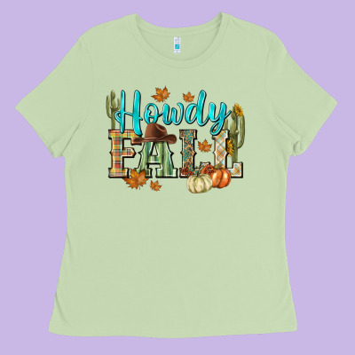 Western Howdy Fall Ladies Tee Designed By Nancycooperartshop