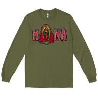 Army Green Nana Lady Of Guadalupe Long Sleeve Tee - Jasminsmagicworld