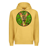 Antique Gold red brocket deer christmas Premium Hoodie - LillyAllenDesigns
