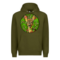 Army Green red brocket deer christmas Premium Hoodie - LillyAllenDesigns