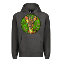 Charcoal Heather red brocket deer christmas Premium Hoodie - LillyAllenDesigns