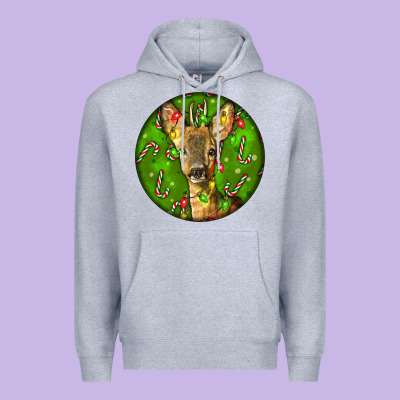 Red Brocket Deer Christmas Premium Hoodie Designed By Lillyallendesigns