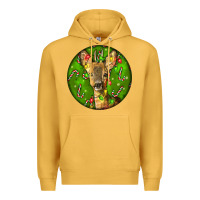 Mustard red brocket deer christmas Premium Hoodie - LillyAllenDesigns