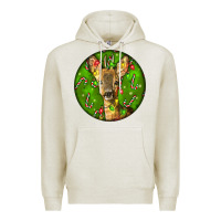 Oatmeal Heather red brocket deer christmas Premium Hoodie - LillyAllenDesigns